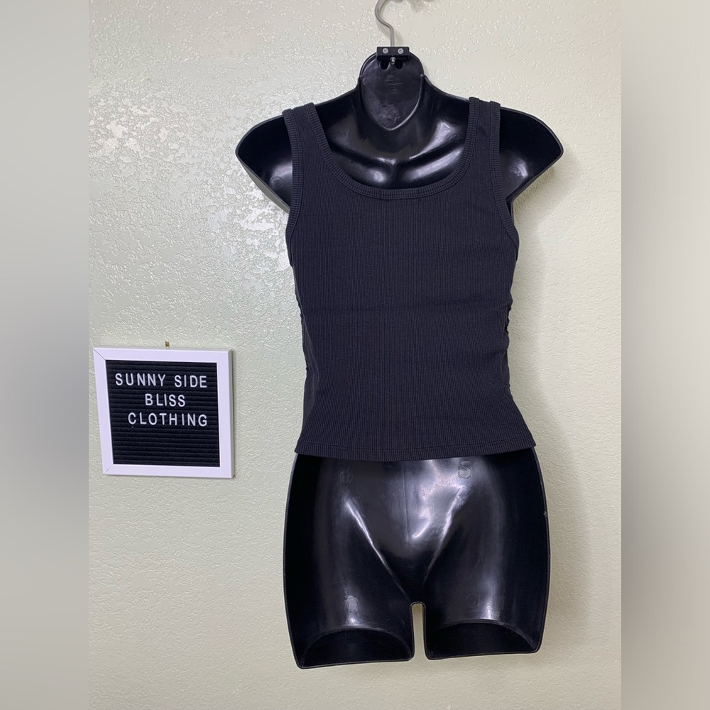 Forever 21 Good Times Black Ribbed Tank Top W/ Ajustable Sides Size Medium - Picture 9 of 9